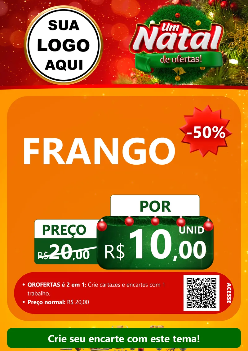 Modelo de Cartaz para Cartaz A4 Vertical com o tema Um Natal de Ofertas para Assados