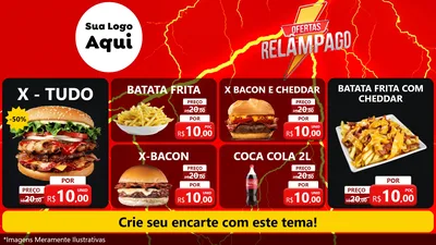 Modelo de TV para TV Horizontal com o tema Ofertas Relâmpago para Hamburgueria