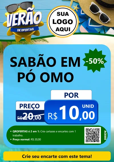 Modelo de Cartaz para Cartaz A4 Vertical com o tema Verão de Ofertas para Produtos de Limpeza