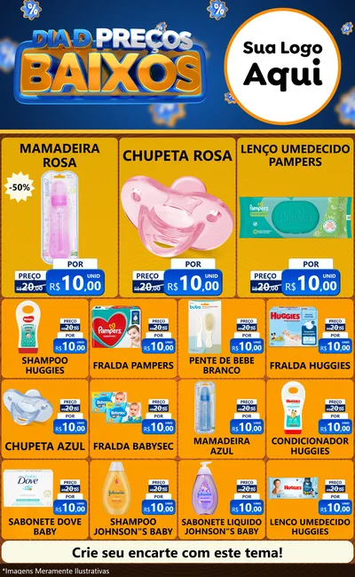 Modelo de Encarte para Encarte Grande com o tema Dia D Preço Baixo para Bebês