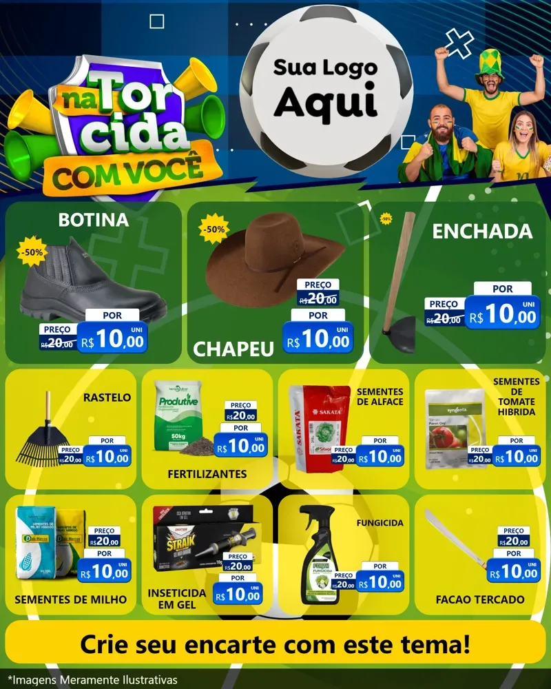 Modelo de Rede Social para Feed Instagram com o tema Na Torcida Com Você - Copa para Agropecuária