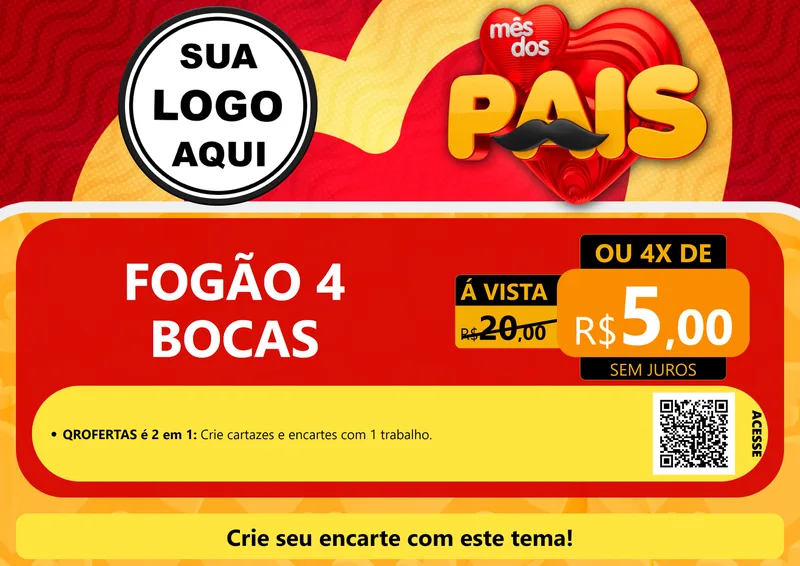 Modelo de Cartaz para Cartaz A4 Horizontal com o tema Mês Dos Pais para Móveis e Eletro