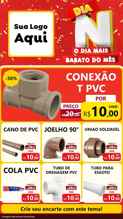Modelo de Rede Social para Stories com o tema Dia N o Dia Mais Barato do Mês para Tubos e conexões