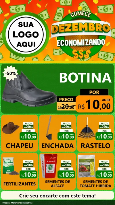 Modelo de Rede Social para Stories com o tema Comece Dezembro Economizando para Agropecuária
