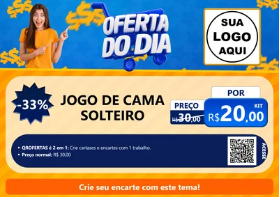 Modelo de Cartaz para Cartaz A4 Horizontal com o tema Oferta do Dia para Cama, Mesa e Banho