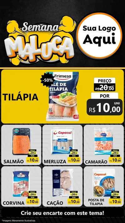 Modelo de Rede Social para Stories com o tema Semana Maluca para Peixaria