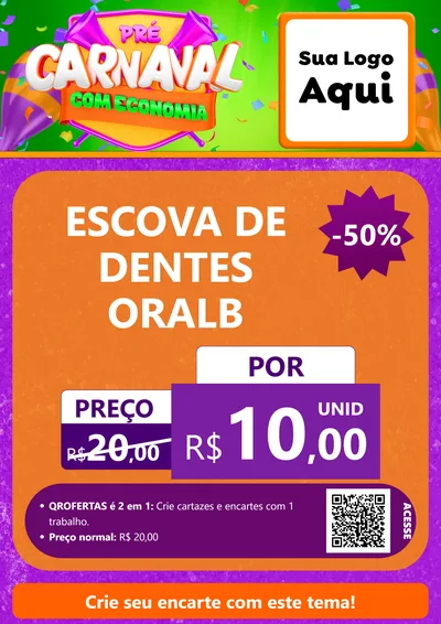 Modelo de Cartaz para Cartaz A4 Vertical com o tema Pré-Carnaval Com Economia para Higiene Pessoal