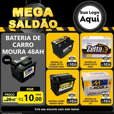 Modelo de Rede Social para Feed Facebook com o tema Mega Saldão para Baterias Elétricas