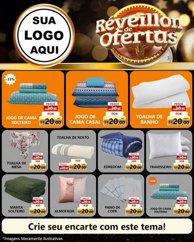 Modelo de Rede Social para Feed Instagram com o tema Réveillon de Ofertas para Cama, Mesa e Banho