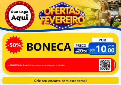 Modelo de Cartaz para Cartaz A4 Horizontal com o tema Ofertas de Fevereiro para Brinquedos