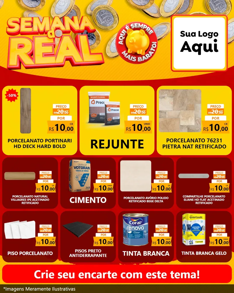 Modelo de Rede Social para Feed Instagram com o tema Semana do Real para Pisos e revestimentos