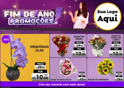 Modelo de Encarte para Encarte A4 Horizontal com o tema Fim de Ano Promoções para Floricultura e jardim