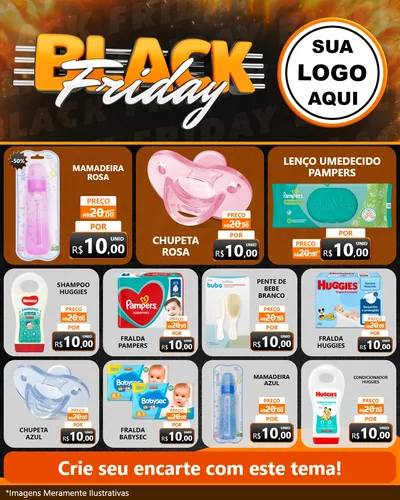 Modelo de Rede Social para Feed Instagram com o tema Black Friday para Bebês