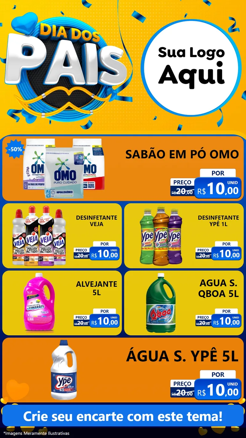 Modelo de TV para TV Vertical com o tema Dia dos Pais para Produtos de Limpeza