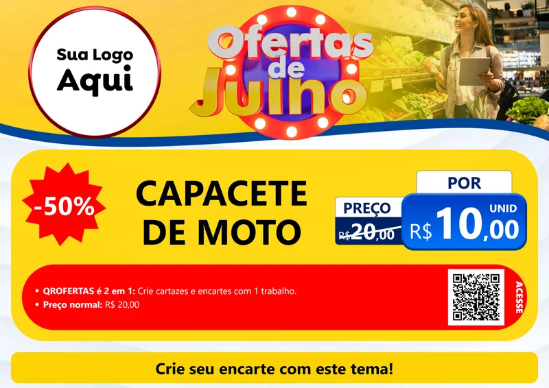 Modelo de Cartaz para Cartaz A4 Horizontal com o tema Ofertas de Julho para Moto peças