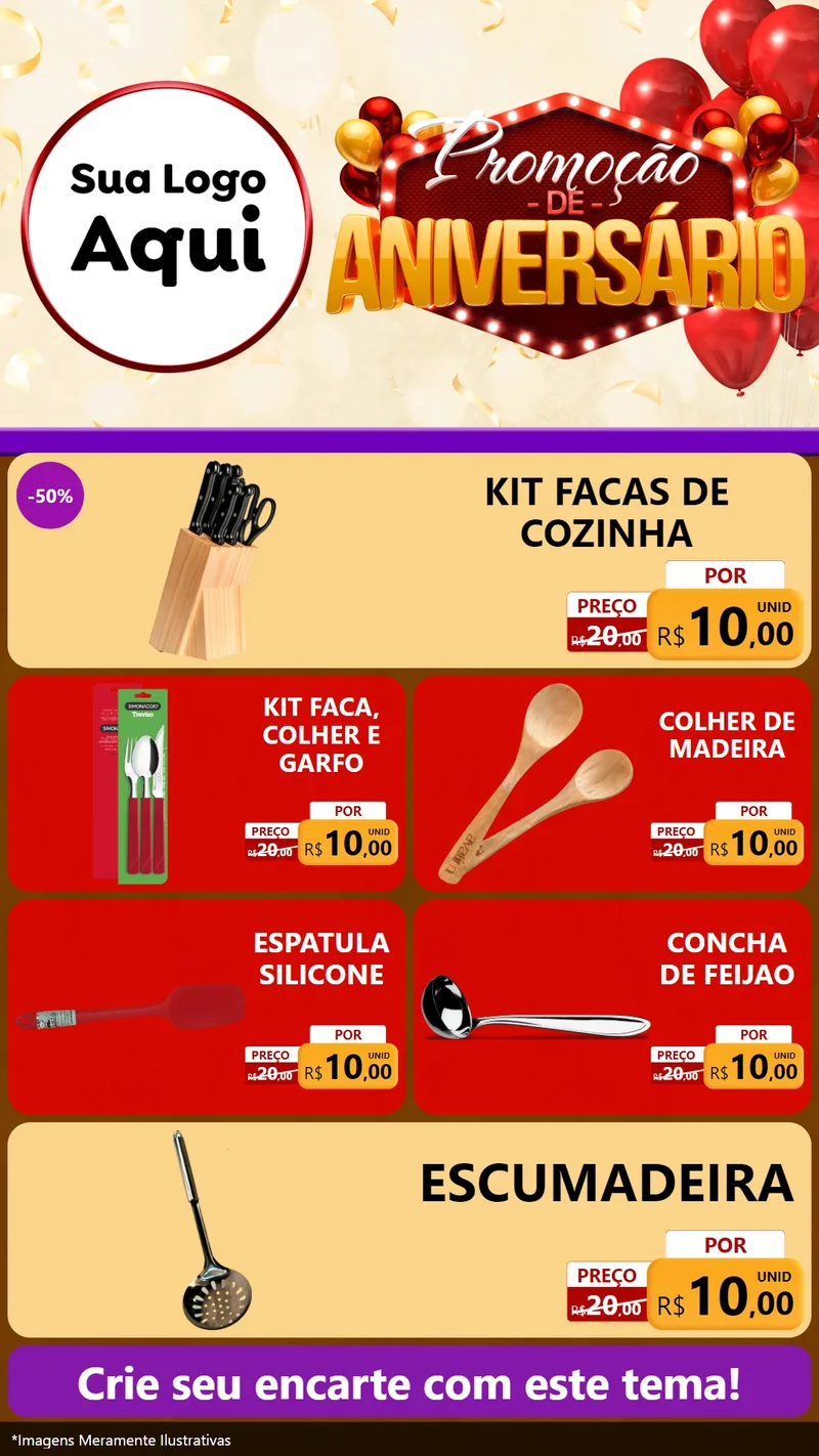 Modelo de TV para TV Vertical com o tema Promoção de Aniversário para Utilidades Domésticas