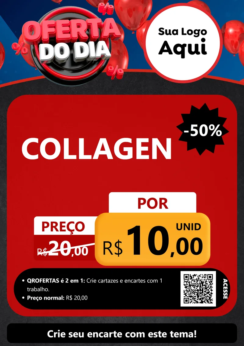 Modelo de Cartaz para Cartaz A4 Vertical com o tema Oferta do Dia para Suplementos alimentares