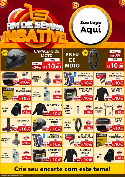 Modelo de Encarte para Encarte A4 Vertical com o tema Fim de Semana Imbatível para Moto peças