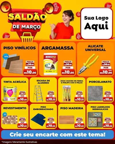 Modelo de Rede Social para Feed Instagram com o tema Saldão de Março para Material para Construção
