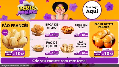 Modelo de TV para TV Horizontal com o tema Ofertas Da Primavera para Padaria