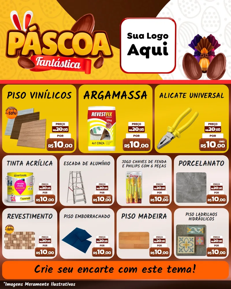 Modelo de Rede Social para Feed Instagram com o tema Páscoa Fantástica para Material para Construção
