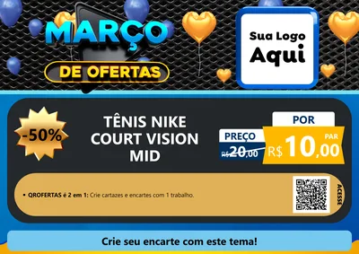 Modelo de Cartaz para Cartaz A4 Horizontal com o tema Março de Ofertas para Calçados