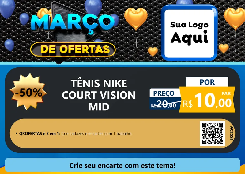 Modelo de Cartaz para Cartaz A4 Horizontal com o tema Março de Ofertas para Calçados