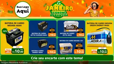 Modelo de TV para TV Horizontal com o tema Janeiro - Economia Garantida para Baterias Elétricas