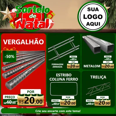 Modelo de Rede Social para Feed Facebook com o tema Sorteio de Natal para Ferragens