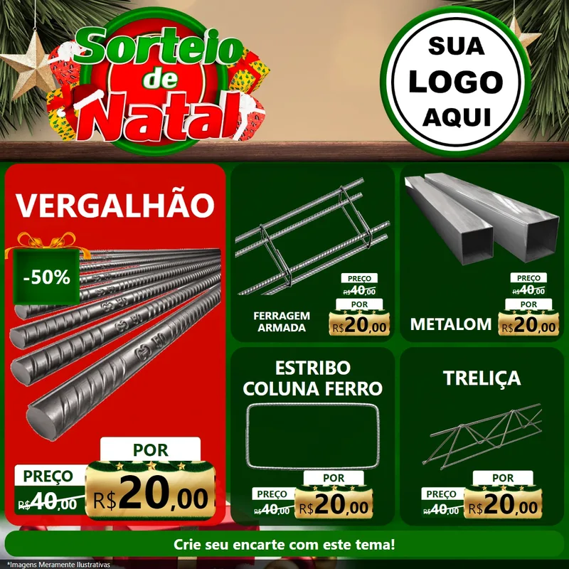 Modelo de Rede Social para Feed Facebook com o tema Sorteio de Natal para Ferragens