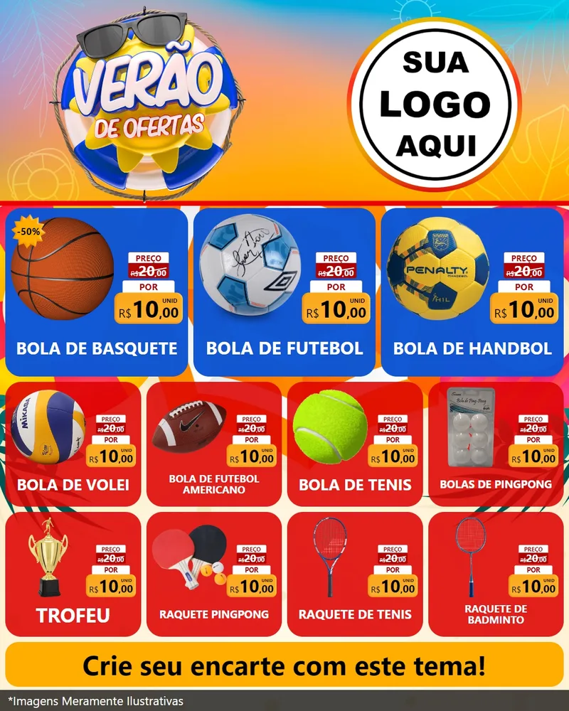 Modelo de Rede Social para Feed Instagram com o tema Verão de Ofertas para Artigos Esportivos