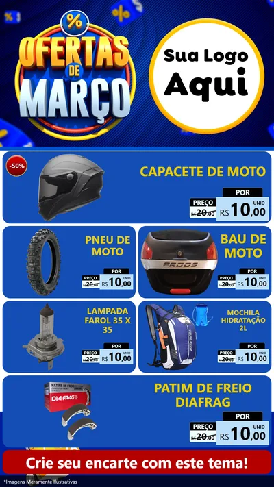 Modelo de TV para TV Vertical com o tema Ofertas de Março para Moto peças