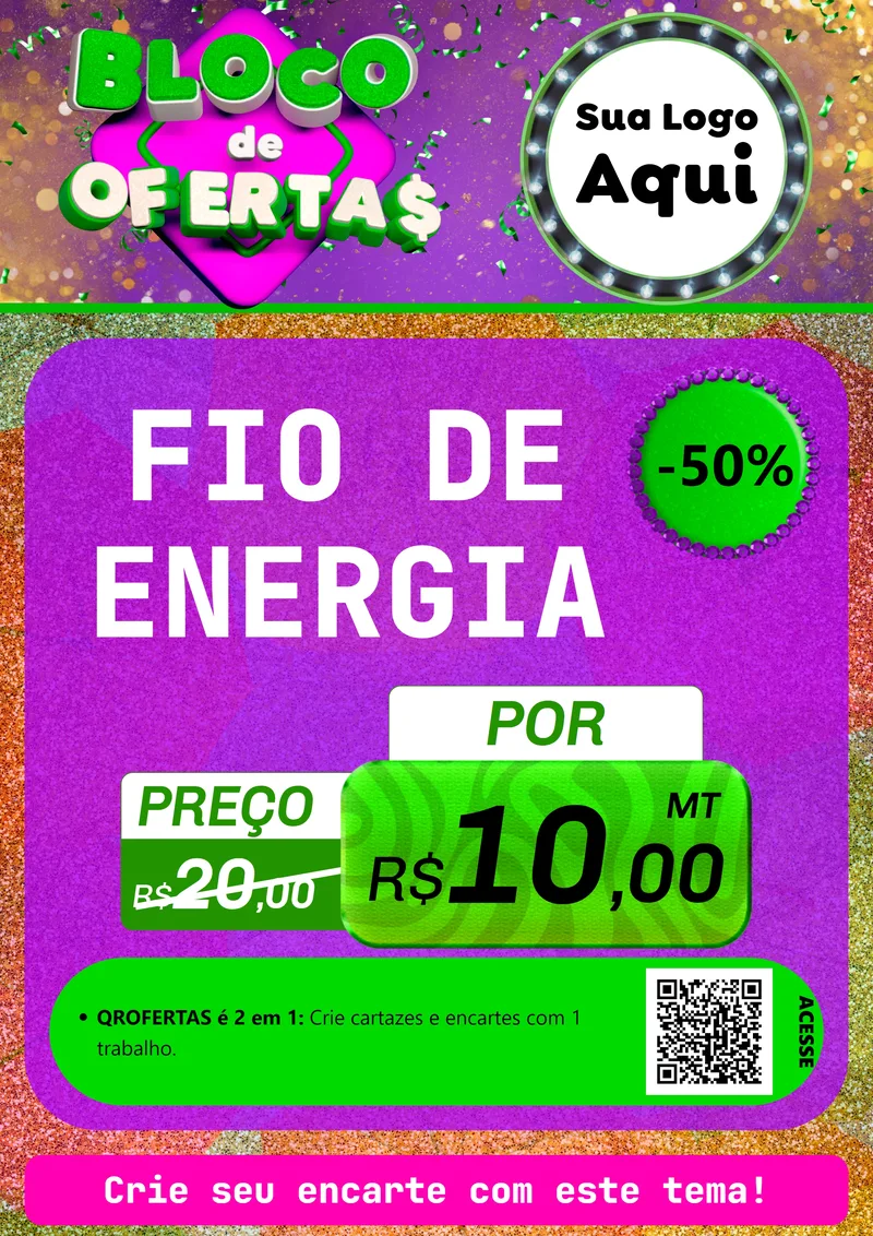 Modelo de Cartaz para Cartaz A4 Vertical com o tema Bloco de Ofertas para Materiais Elétricos