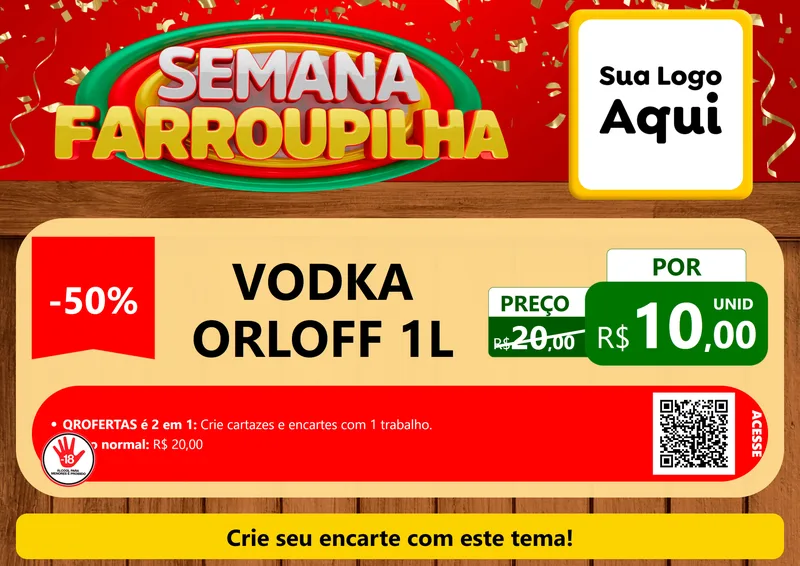 Modelo de Cartaz para Cartaz A4 Horizontal com o tema Semana Farroupilha para Distribuidora de bebidas