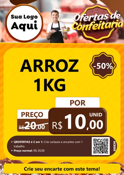 Modelo de Cartaz para Cartaz A4 Vertical com o tema Ofertas de Confeitaria para Supermercado