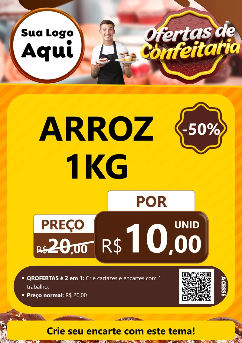 Modelo de Cartaz para Cartaz A4 Vertical com o tema Ofertas de Confeitaria para Supermercado