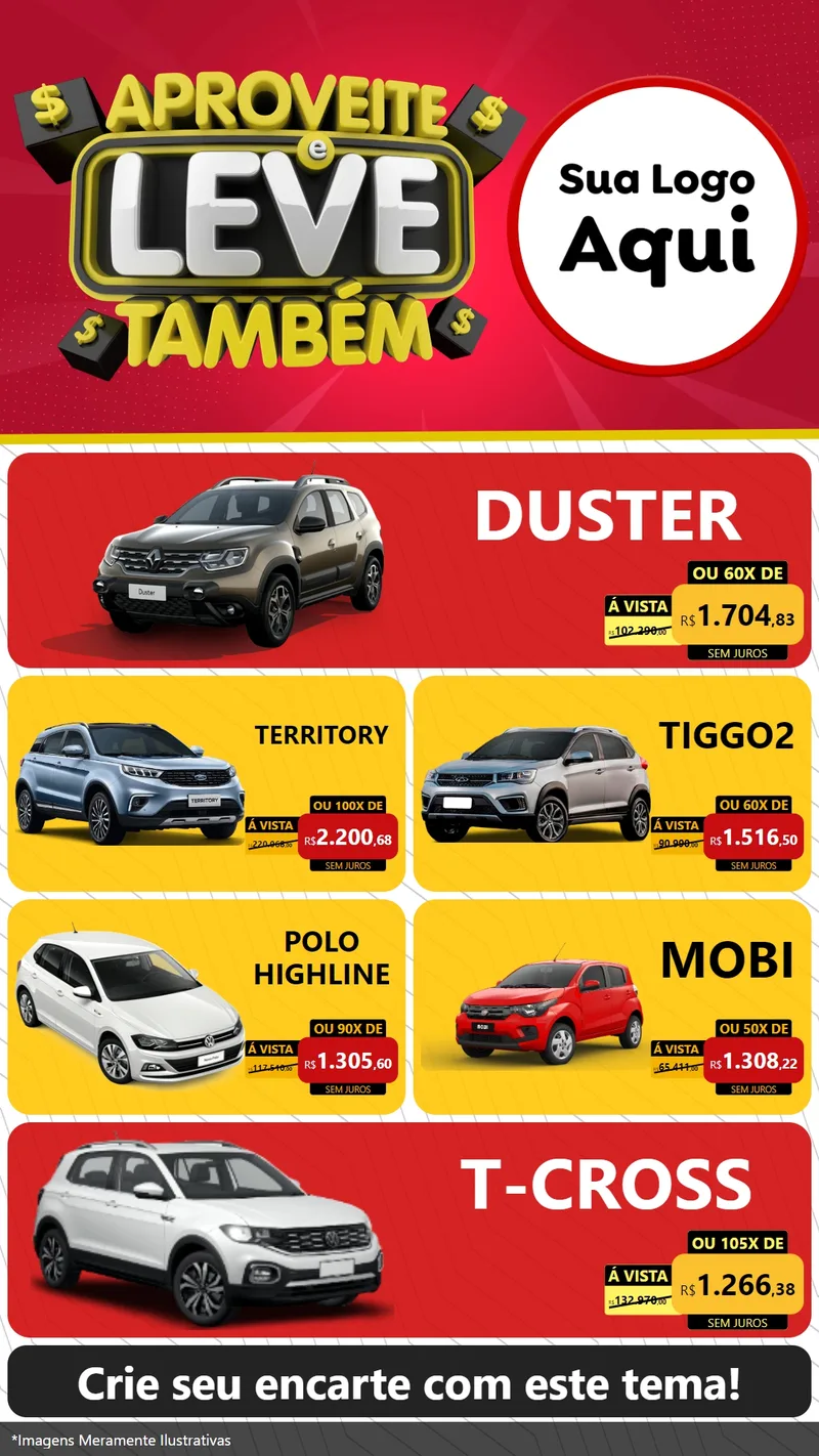 Modelo de TV para TV Vertical com o tema Aproveite e Leve Também para Concessionaria de Carros