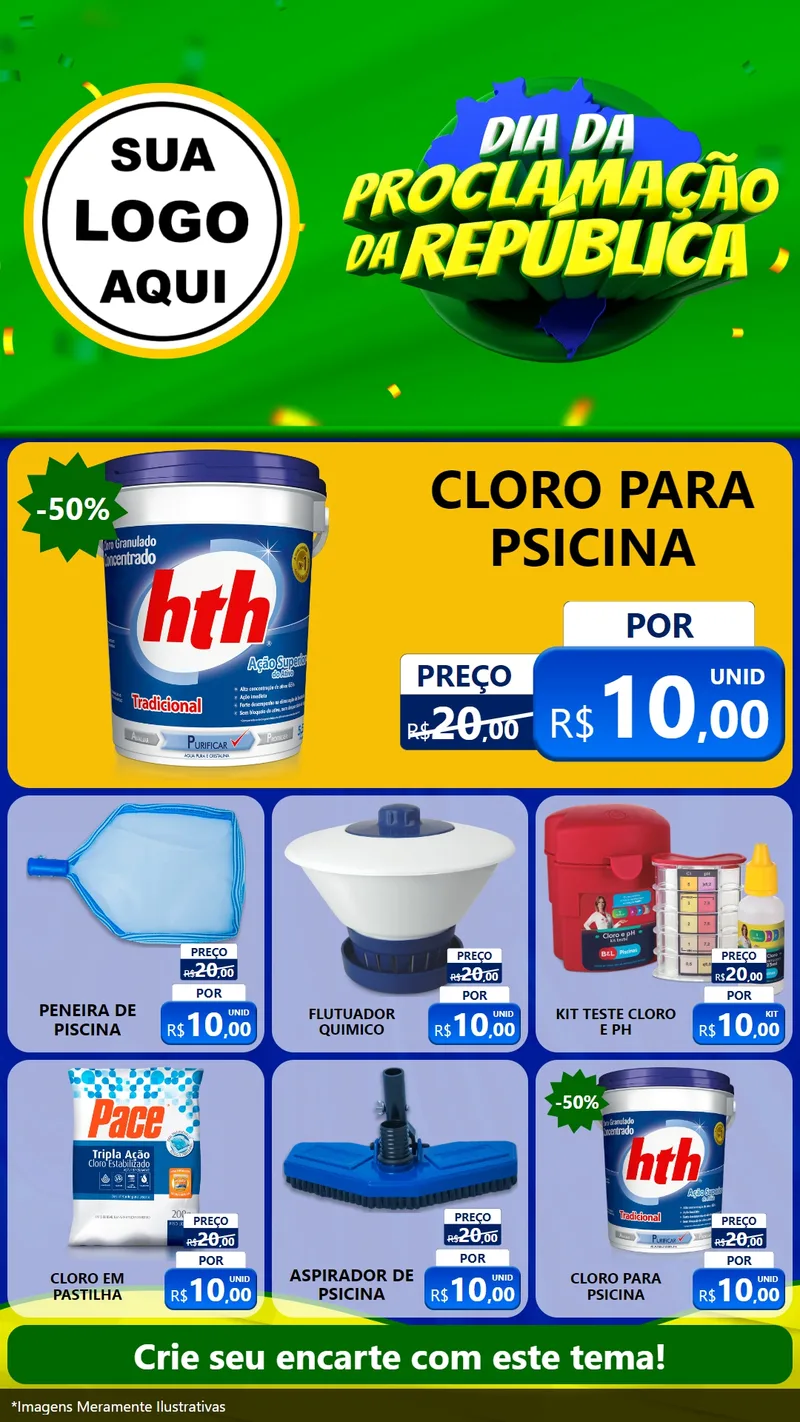 Modelo de Rede Social para Stories com o tema Dia Da Proclamação Da República para Produtos para Piscina