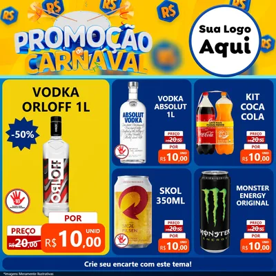 Modelo de Rede Social para Feed Facebook com o tema Promoção de Carnaval para Distribuidora de bebidas