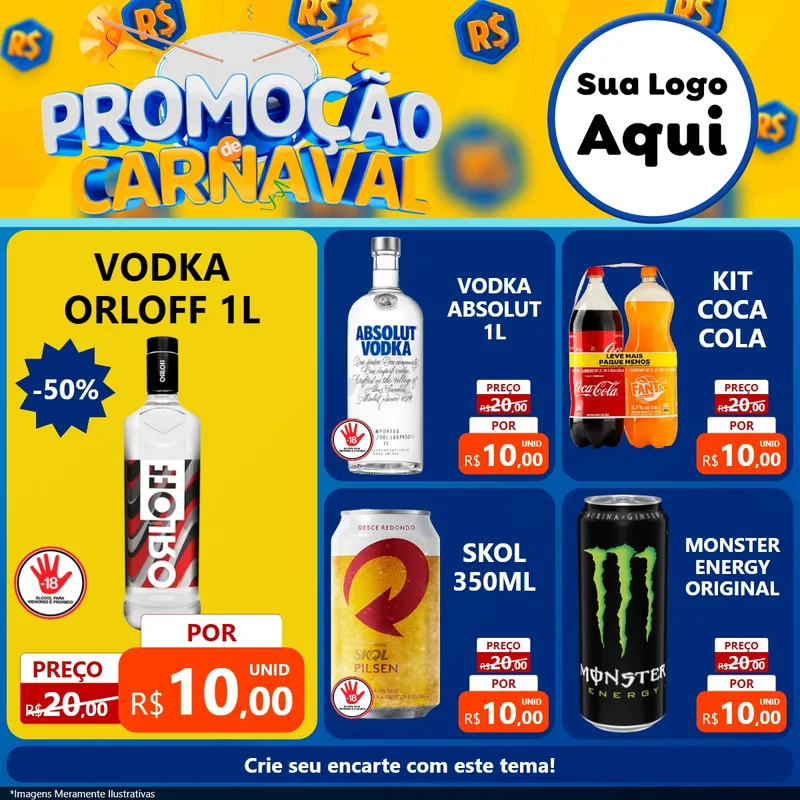 Modelo de Rede Social para Feed Facebook com o tema Promoção de Carnaval para Distribuidora de bebidas
