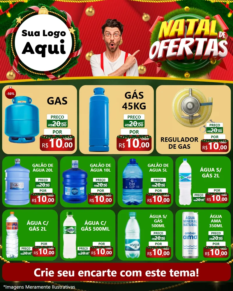 Modelo de Rede Social para Feed Instagram com o tema Natal de Ofertas para Água e gás