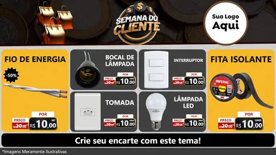 Modelo de TV para TV Horizontal com o tema Semana do Cliente para Materiais Elétricos