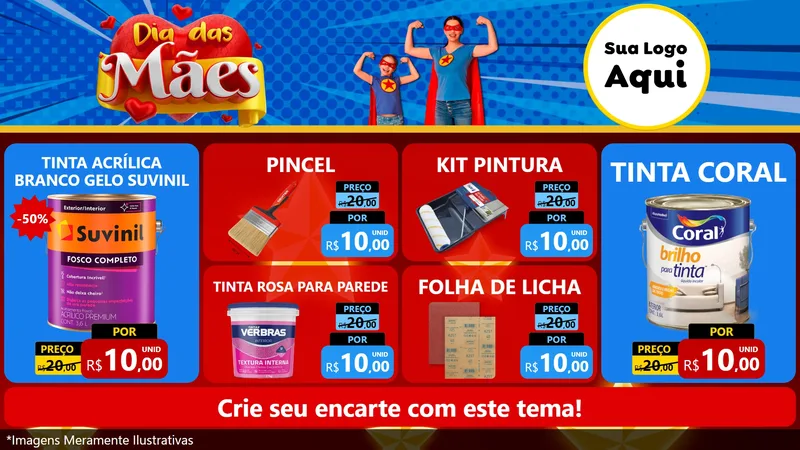 Modelo de TV para TV Horizontal com o tema Dia das Mães para Tintas e Ferramentas