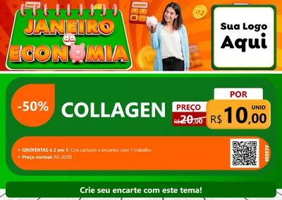 Modelo de Cartaz para Cartaz A4 Horizontal com o tema Janeiro da Economia para Suplementos alimentares