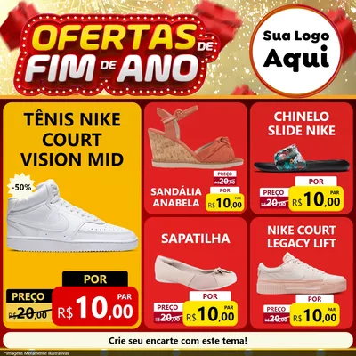 Modelo de Rede Social para Feed Facebook com o tema Ofertas de Fim de Ano para Calçados