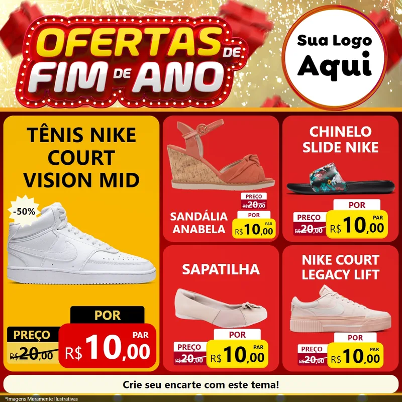 Modelo de Rede Social para Feed Facebook com o tema Ofertas de Fim de Ano para Calçados