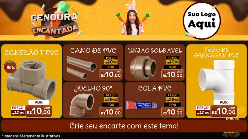 Modelo de TV para TV Horizontal com o tema Cenoura Encantada - Páscoa para Tubos e conexões