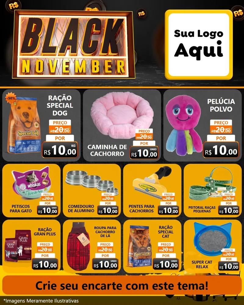 Modelo de Rede Social para Feed Instagram com o tema Black November para Pet Shop