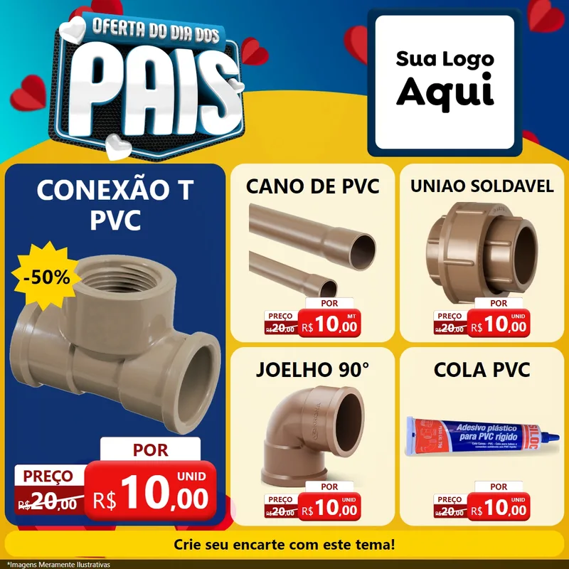 Modelo de Rede Social para Feed Facebook com o tema Oferta Do Dia Dos Pais para Tubos e conexões