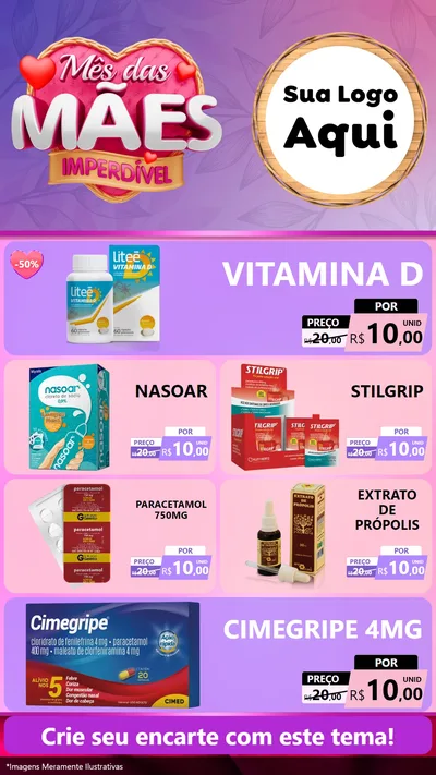 Modelo de TV para TV Vertical com o tema Mês das Mães Imperdível para Farmácia